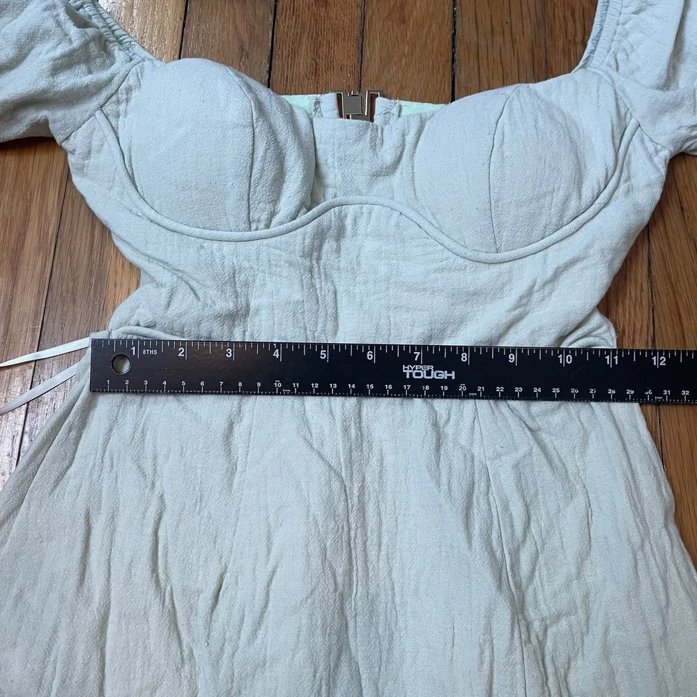 American Threads XS Cotton Mini Dress Milkmaid Babydoll 90s Cut Out Back
